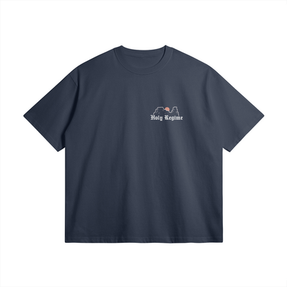 oversized t-shirt, faith-based clothing, Holy Regime, Christian apparel, spiritual freedom, happiness, sunset, horse, where the spirit of the Lord is there is freedom, heavyweight t-shirt, Christian clothing brand, faith-inspired fashion, holy regime, make heaven crowded