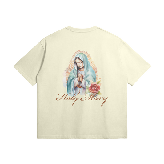 oversized t-shirt, faith-based clothing, Holy Regime, Mary, Sacred Heart, Christian apparel, heavyweight t-shirt, Christian clothing brand, faith-inspired fashion, devotion, Blessed Mother, Holy Regime, Make Heaven Crowded