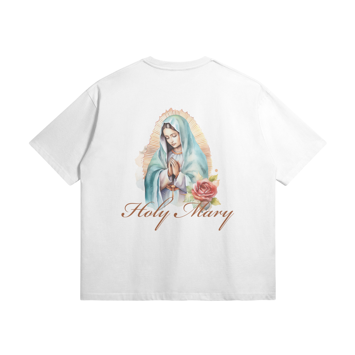 oversized t-shirt, faith-based clothing, Holy Regime, Mary, Sacred Heart, Christian apparel, heavyweight t-shirt, Christian clothing brand, faith-inspired fashion, devotion, Blessed Mother, Holy Regime, Make Heaven Crowded