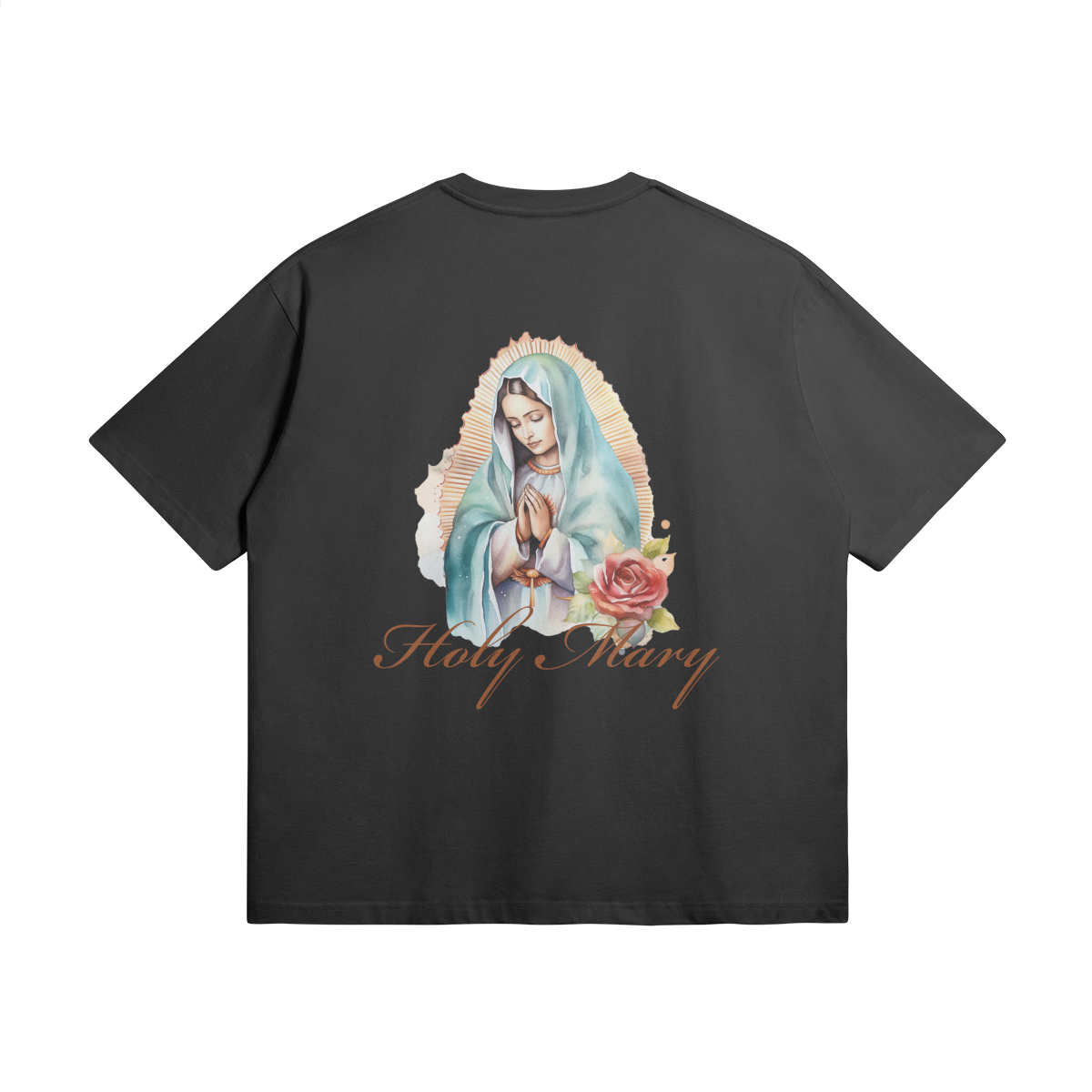 oversized t-shirt, faith-based clothing, Holy Regime, Mary, Sacred Heart, Christian apparel, heavyweight t-shirt, Christian clothing brand, faith-inspired fashion, devotion, Blessed Mother, Holy Regime, Make Heaven Crowded