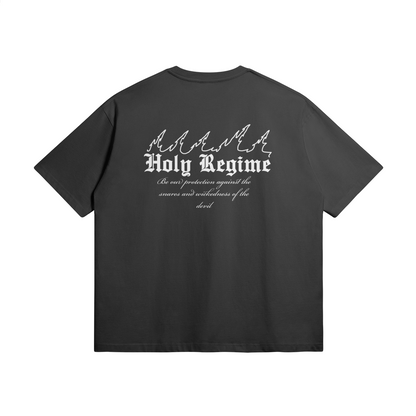 oversized t-shirt, faith-based clothing, Holy Regimes, flames, protection, Christian apparel, heavyweight t-shirt, Christian clothing brand, faith-inspired fashion, trust in the Lord, divine guidance, holy regime, make heaven crowded