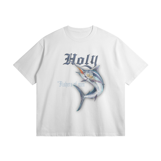  oversized t-shirt, faith-based clothing, Holy Fishers, Christian apparel, Matthew 4:19, Fishers of men, biblical inspiration, heavyweight t-shirt, Christian clothing brand, evangelism, faith-inspired fashion, Holy Regime, make heaven crowded